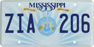 MS license plate ZIA206