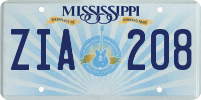 MS license plate ZIA208