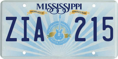 MS license plate ZIA215