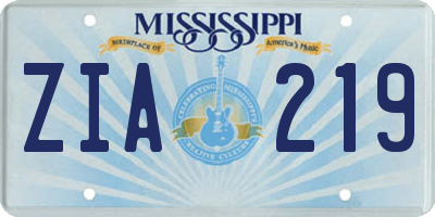 MS license plate ZIA219