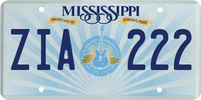 MS license plate ZIA222