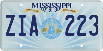 MS license plate ZIA223