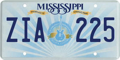MS license plate ZIA225