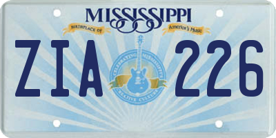 MS license plate ZIA226