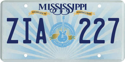 MS license plate ZIA227