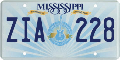 MS license plate ZIA228