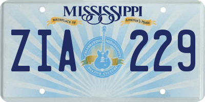 MS license plate ZIA229