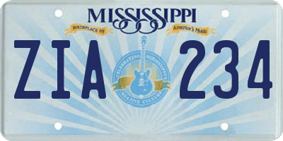 MS license plate ZIA234