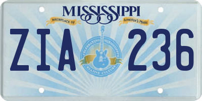 MS license plate ZIA236