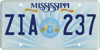 MS license plate ZIA237