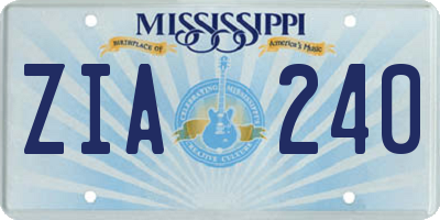 MS license plate ZIA240