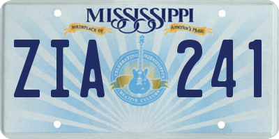 MS license plate ZIA241