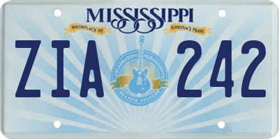 MS license plate ZIA242