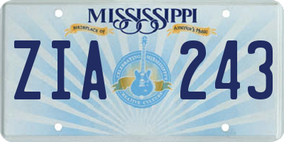 MS license plate ZIA243