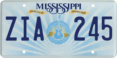 MS license plate ZIA245