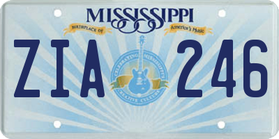 MS license plate ZIA246