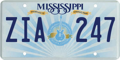 MS license plate ZIA247