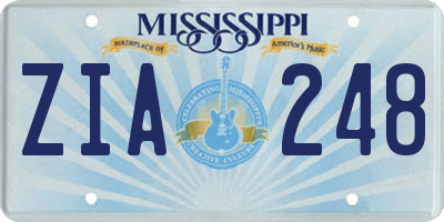 MS license plate ZIA248