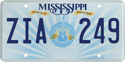 MS license plate ZIA249