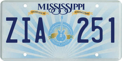 MS license plate ZIA251