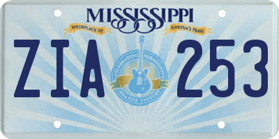 MS license plate ZIA253