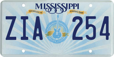 MS license plate ZIA254