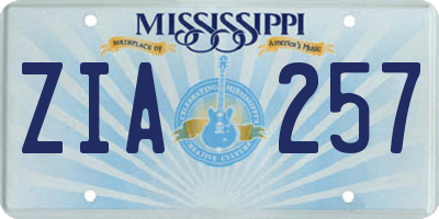 MS license plate ZIA257