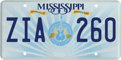 MS license plate ZIA260