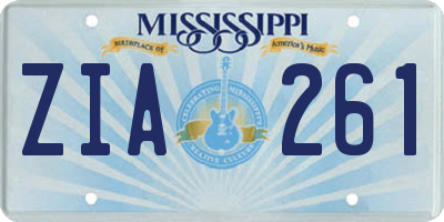 MS license plate ZIA261