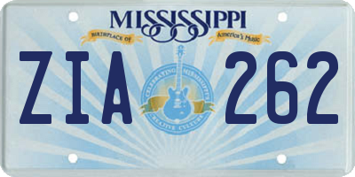 MS license plate ZIA262