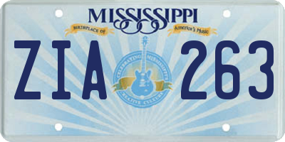 MS license plate ZIA263