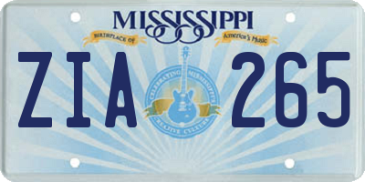 MS license plate ZIA265