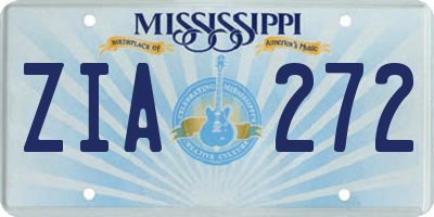 MS license plate ZIA272
