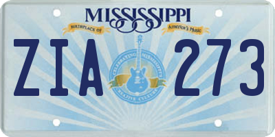 MS license plate ZIA273