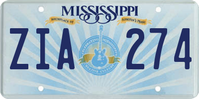 MS license plate ZIA274