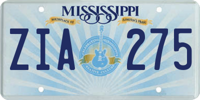 MS license plate ZIA275