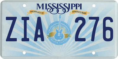 MS license plate ZIA276