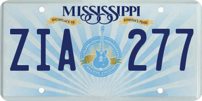 MS license plate ZIA277