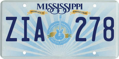 MS license plate ZIA278