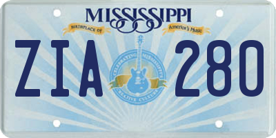 MS license plate ZIA280