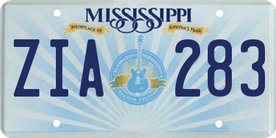 MS license plate ZIA283
