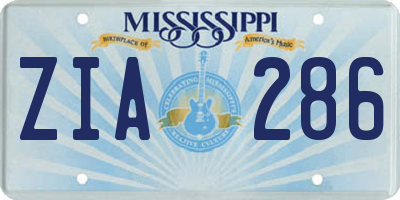 MS license plate ZIA286