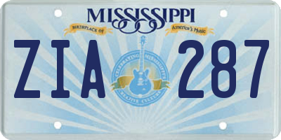 MS license plate ZIA287
