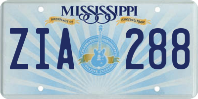 MS license plate ZIA288