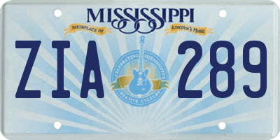 MS license plate ZIA289