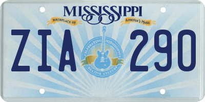 MS license plate ZIA290