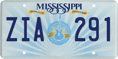 MS license plate ZIA291