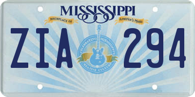 MS license plate ZIA294
