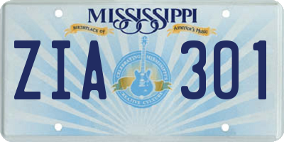 MS license plate ZIA301