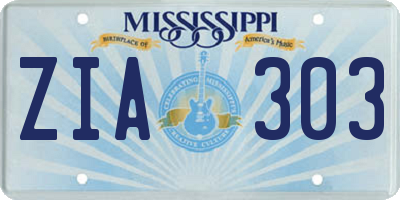 MS license plate ZIA303